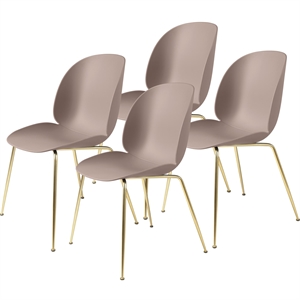 GUBI Beetle Dining Chair Conic Base/ Brass Semi Matt/ Sweet Pink 4 Pcs.