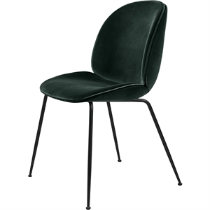 GUBI Beetle Dining Table Chair Upholstered Conic Base Matt Black/ Velvet 787 Dark Green