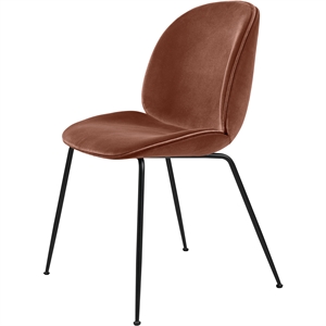 GUBI Beetle Dining Table Chair Upholstered Conic Base Matt Black/ Velvet 641 Rusty Red
