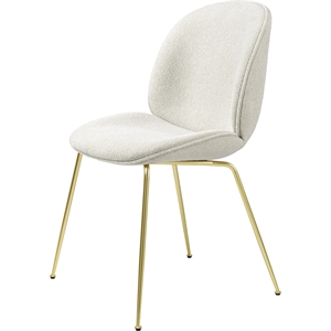 GUBI Beetle Dining Table Chair Upholstered Conic Base Brass Semi Matt Base/ Light Bouclé 001
