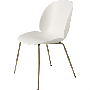GUBI Beetle Dining Chair Conic Base Antique Brass/ Alabaster White