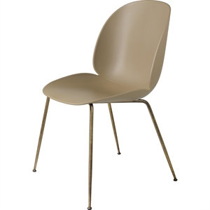 GUBI Beetle Dining Table Chair Conic Base Antique Brass/ Pebble Brown
