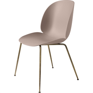 GUBI Beetle Dining Table Chair Conic Base Antique Brass/ Sweet Pink