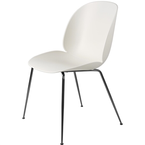 GUBI Beetle Dining Table Chair Conic Base Black Chrome/ Alabaster White