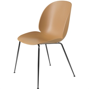 GUBI Beetle Dining Chair Conic Base Black Chrome/ Amber Brown