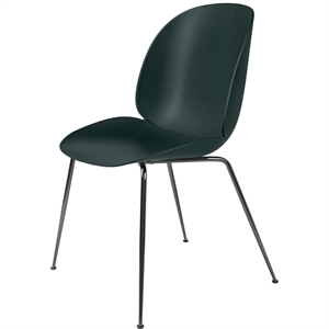 GUBI Beetle Dining Table Chair Conic Base Black Chrome/ Dark Green