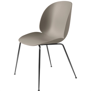 GUBI Beetle Dining Table Chair Conic Base Black Chrome/ New Beige
