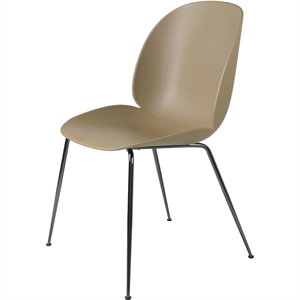 GUBI Beetle Dining Chair Conic Base Black Chrome/ Pebble Brown