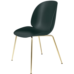 GUBI Beetle Dining Chair Conic Base Brass Semi Matt/ Dark Green