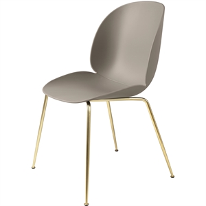 GUBI Beetle Dining Chair Conic Base Brass Semi Matt/ New Beige