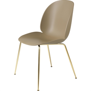 GUBI Beetle Dining Chair Conic Base Brass Semi Matt/ Pebble Brown