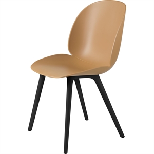 GUBI Beetle Dining Table Chair Black Plastic Base/ Amber Brown