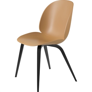 GUBI Beetle Dining Chair Wooden Base Black Stained Beech Semi- Mat/ Amber Brown