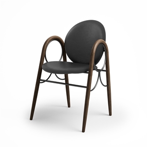 Brdr. Krüger Arkade Dining Chair Frame In Black Metal And Smoked Oak With Upholstery In Black Leather