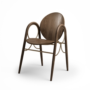 Brdr. Krüger Arcade Dining Chair Veneer With Frame In Brass Metal And Smoked Oak