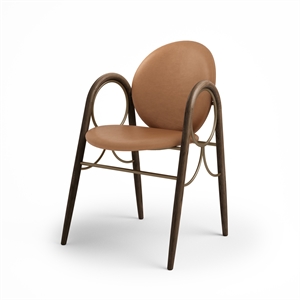 Brdr. Krüger Arcade Dining Chair Frame In Brass Metal And Smoked Oak With Upholstery In Brandy Leather