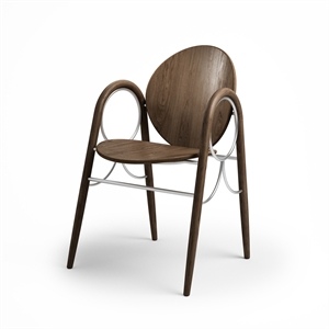 Brdr. Krüger Arcade Dining Chair Veneer With Frame In Chrome Metal And Smoked Oak