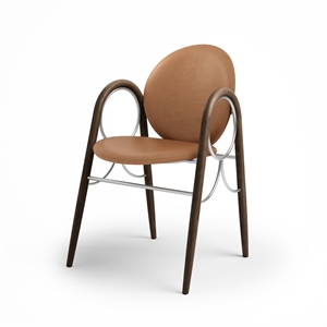 Brdr. Krüger Arcade Dining Chair Frame In Chrome Metal And Smoked Oak With Upholstery In Brandy Leather