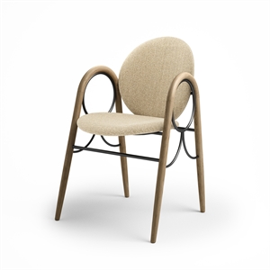 Brdr. Krüger Arkade Dining Chair Frame In Black Metal and Oak With Upholstery In Cream 0019