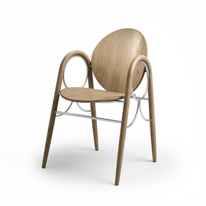 Brdr. Krüger Arcade Dining Chair Veneer With Frame In Chrome Metal And Oak