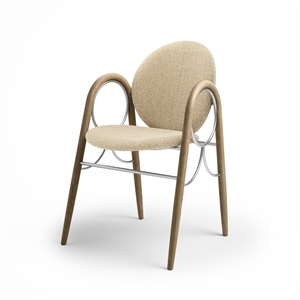 Brdr. Krüger Arcade Dining Chair Frame In Chrome Metal and Oak With Upholstery In Cream 0019