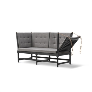 Fredericia Furniture Spoke Back Sofa w. Folding Right Incl. Buttons Black Lacquered/Capture 4201