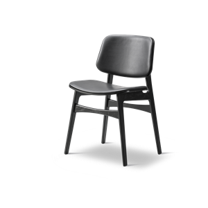 Fredericia Furniture SÃ¸borg Wood Dining Chair Upholstered Black Lacquered/Leather 88 Black