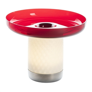 Artemide Bontá Portable Table Lamp Red with Glass Dish