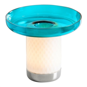 Artemide Bontá Portable Table Lamp Turquoise with Glass Dish