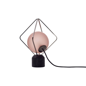Brokis Jack O' Lantern Table Lamp Small Black Chrome/ Pink Glass with Black Marquina Base