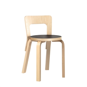 artek 66 Dining Chair Birch/ Black Linoleum