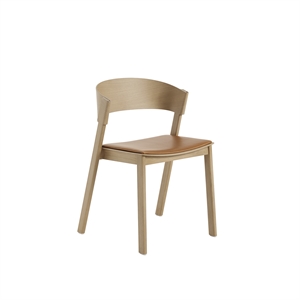 Muuto Cover Dining Chair Leather Upholstered Cognac/Oak