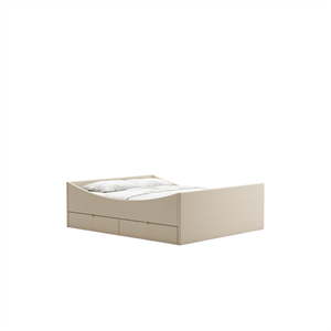 RYE Curved Bed Frame With 4 Drawers 200x210 Light Beige