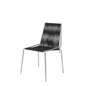 Thorup Copenhagen Noel Dining Table Chair Stainless Steel/ Black Linen