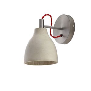 decode Heavy Wall Light Wall Lamp Grey Concrete w. Red Textile Cord