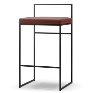Department Bar Stool With Backrest 80 cm Black/Brown Leather