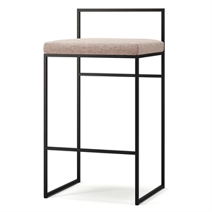 Department Bar Stool With Backrest 80 cm Black/ Pale Rose