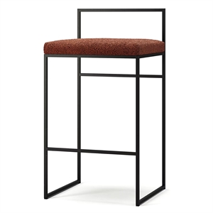Department Bar Stool With Backrest 80 cm Black/Rust Bouclé