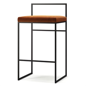 Department Bar Stool With Backrest 80 cm Black/ Copper Glow Velour