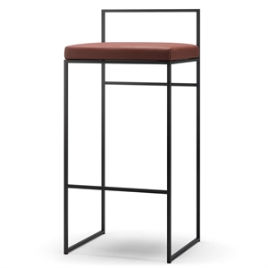 Department Bar Stool With Backrest 90 cm Black/Brown Leather