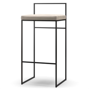 Department Bar Stool With Backrest 90 cm Black/ Beige Velvet