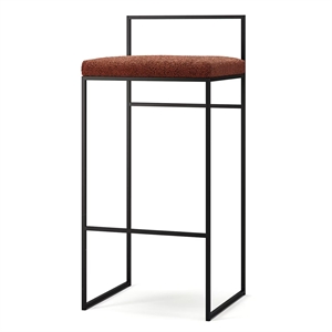 Department Bar Stool With Backrest 90 cm Black/Rust Bouclé