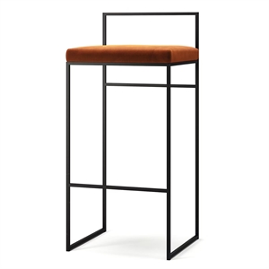 Department Bar Stool With Backrest 90 cm Black/ Copper Glow Velour