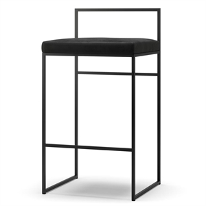 Department Bar Stool With Backrest 80 cm Black/ Black Velvet