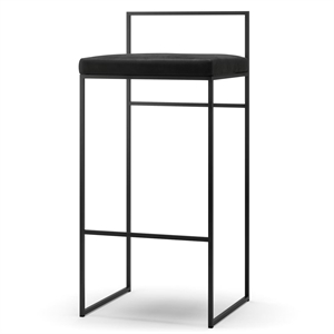 Department Bar Stool With Backrest 90 cm Black/ Black Velvet