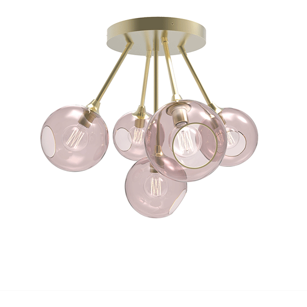 Design By Us Ballroom Molecule Ceiling Light Pink Guld Free - Pink And Gold Glass Ceiling Light