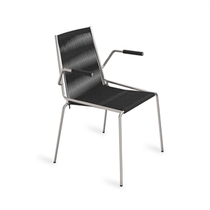 Thorup Copenhagen Noel Dining Chair with Armrests Steel/ Black Linen