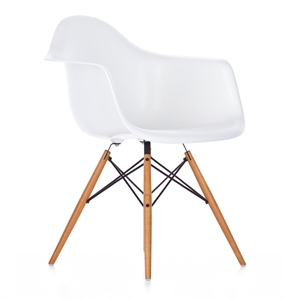 Vitra Eames Plastic DAW Dining Table Chair White/ Golden Maple