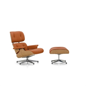 Vitra Eames Armchair With Ottoman Chestnut/Calma Cognac/ Aluminum