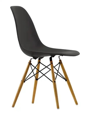 Vitra Eames Plastic DSW Dining Chair Deep Black/ Golden Maple